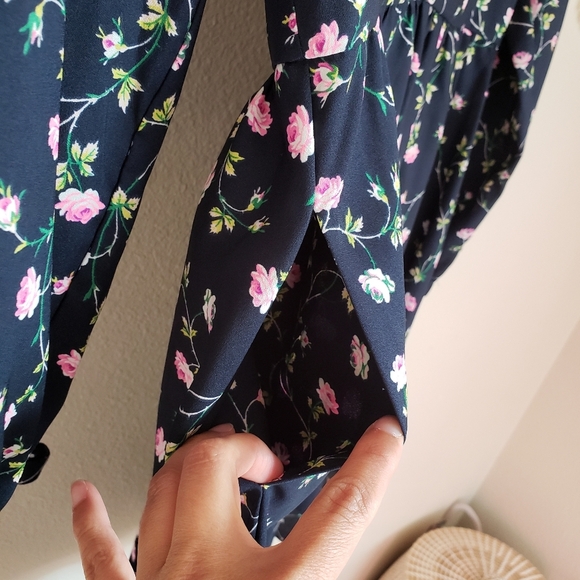 Juicy Couture Floral A-Line Long-Sleeve Mini Dress Navy Women's 8 - Picture 5 of 16